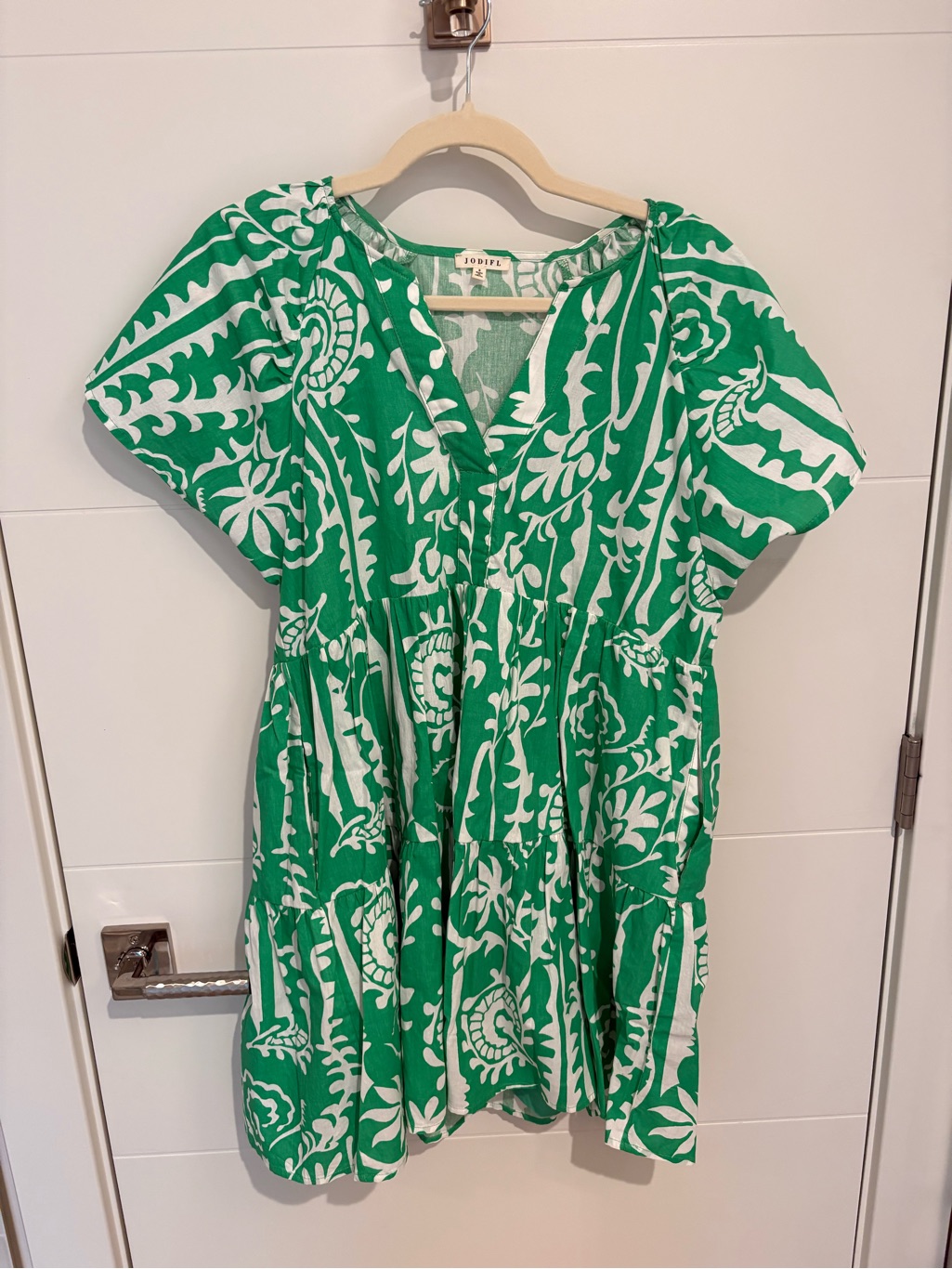 Jodifl Green And White Mini Dress